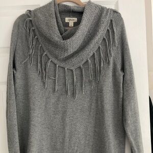 Style & Co Sweater with Fringed Scarf Neckline Size L